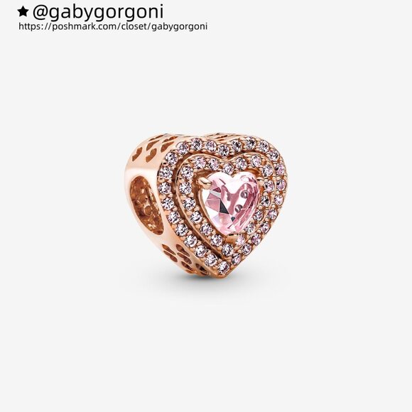 Pandora Sparkling Levelled Heart Charm - Picture 1 of 6